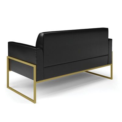 Sofá Namoradeira Com 2 Poltronas Base Industrial Alta Dourado Marisa Corano Preto D03 - D\'rossi
