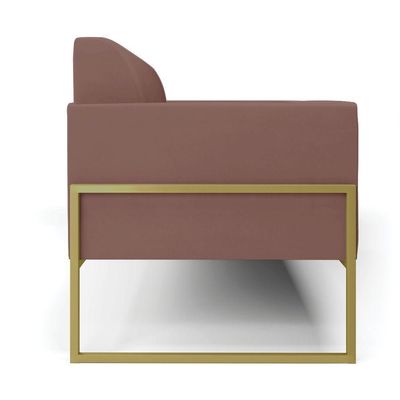 Sofá Namoradeira Base Industrial Alta Dourado Marisa Veludo D03 - D\'rossi Cor Rose