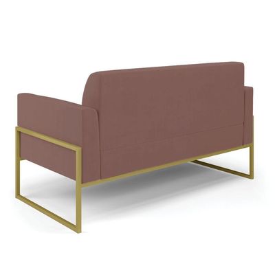Sofá Namoradeira Base Industrial Alta Dourado Marisa Veludo D03 - D\'rossi Cor Rose