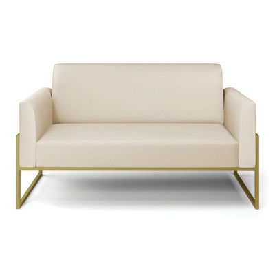 Sofá Namoradeira Base Industrial Alta Dourado Marisa Corino D03 - D\'rossi Cor Bege