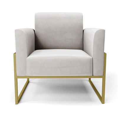 Poltrona Base Industrial Alta Dourado Marisa Veludo D03 - D\'rossi Cor Cinza