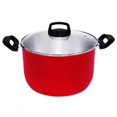 Caldeirão De Aluminio Tampa De Vidro 6.7litros Nº24 Vermelho