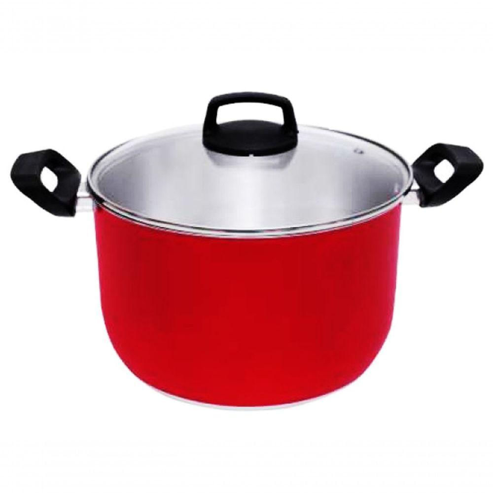 Caldeirão De Aluminio Tampa De Vidro 6.7litros Nº24 Vermelho