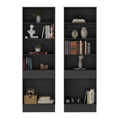Armário/estante Escritório 2 Portas Multimóveis Mp7000 Preto/branco Preto/branco