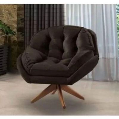 Poltrona Decorativa Califórnia Com Base Giratória Veludo - Ssx Multicoisas Cor Marrom