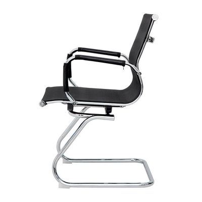 Cadeira Escritório Mesh Fixa Preta Base Cromada - Waw Design