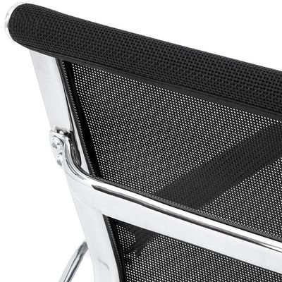 Cadeira Escritório Mesh Fixa Preta Base Cromada - Waw Design