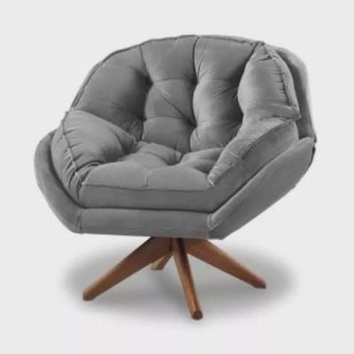 Poltrona Decorativa Califórnia Com Base Giratória Veludo - Ssx Multicoisas Cor Cinza