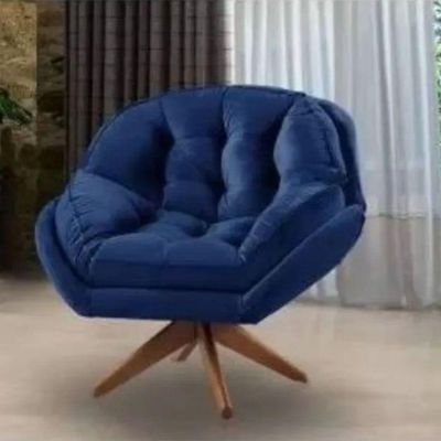 Poltrona Decorativa Califórnia Com Base Giratória Veludo - Ssx Multicoisas Cor Azul Marinho