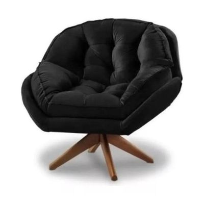 Poltrona Decorativa Califórnia Com Base Giratória Veludo - Ssx Multicoisas Cor Preto
