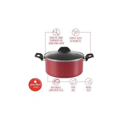 Caçarola Tampa Garlic ø 24x11cm 4,3l Brinox 24x11cm 4,3l Vermelho Brinox