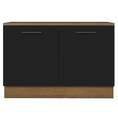 Balcão De Pia Cozinha 2 Portas (com Tampo) Rustic/preto Agata Madesa Rustic/preto