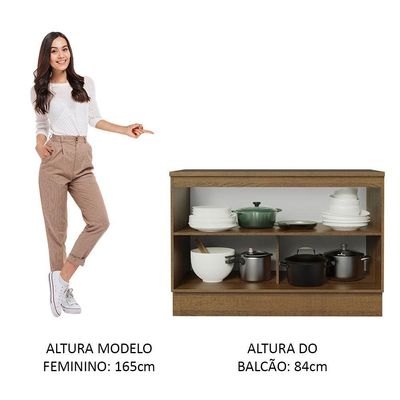 Balcão De Pia Cozinha 2 Portas (com Tampo) Rustic/branco Agata Madesa Rustic/branco