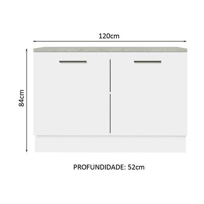 Balcão De Pia Cozinha 2 Portas (com Tampo) Branco Agata Madesa Branco
