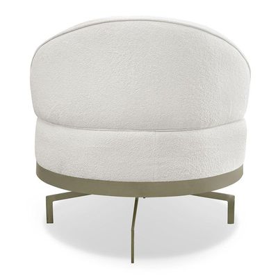 Kit 2 Poltronas Decorativa Andromeda Linho Bouclê Base Giratória De Ferro - Pallazio Cor Bege Pérola