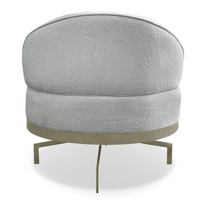 Kit 2 Poltronas Decorativa Andromeda Linho Bouclê Base Giratória De Ferro - Pallazio Cor Cinza Claro