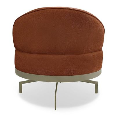 Kit 2 Poltronas Decorativa Andromeda Linho Bouclê Marrom Base Giratória De Ferro - Pallazio
