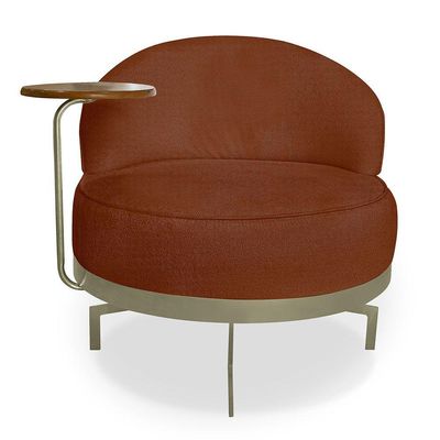 Kit 2 Poltronas Decorativa Andromeda Linho Bouclê Base Giratória De Ferro - Pallazio Cor Marrom