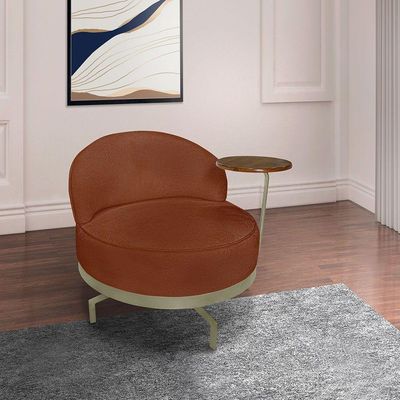 Kit 2 Poltronas Decorativa Andromeda Linho Bouclê Base Giratória De Ferro - Pallazio Cor Marrom