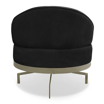 Poltrona Decorativa Andromeda Linho Bouclê Base Giratória De Ferro - Pallazio Cor Preto