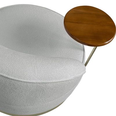 Poltrona Decorativa Andromeda Linho Bouclê Base Giratória De Ferro - Pallazio Cor Cinza Claro