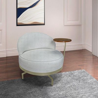 Poltrona Decorativa Andromeda Linho Bouclê Cinza Claro Base Giratória De Ferro - Pallazio