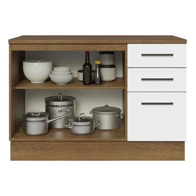 Balcão De Pia Cozinha 2 Portas E 3 Gavetas (com Tampo) Rustic/branco Agata Madesa Rustic/branco