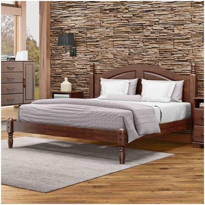Cama Casal Linha Ouro Café Para Colchão 158 X 1,98Cm Pinus
