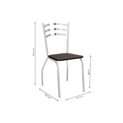 Kit Mesa Reno C- Tampo Vidro 150cm + 6 Cadeiras Portugal Cromado Courano Preto