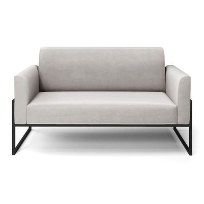 Sofá Namoradeira Base Industrial Alta Preto Marisa Veludo Cinza D03 - D\'rossi