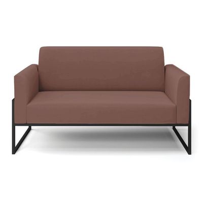 Sofá Namoradeira Base Industrial Alta Preto Marisa Veludo Rosê D03 - D\'rossi