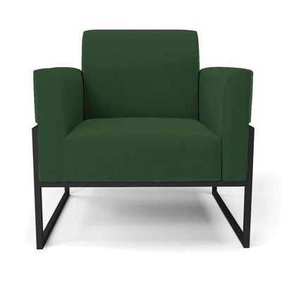 Kit 2 Poltronas Base Industrial Alta Preto Marisa Veludo D03 - D\'rossi Cor Verde