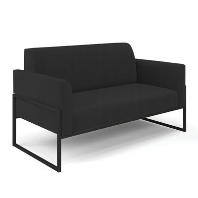 Sofá Namoradeira Base Industrial Alta Preto Marisa Veludo Preto D03 - D\'rossi