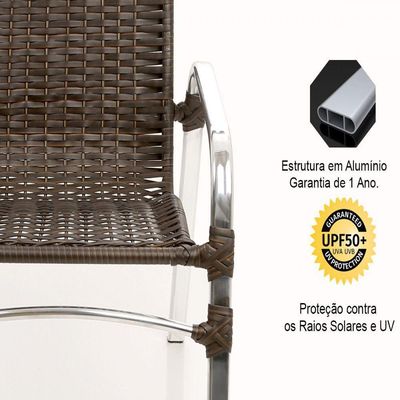 Kit 6 Cadeiras Emily Em Alumínio E Fibra Sintética Trama Original Pedra Ferro