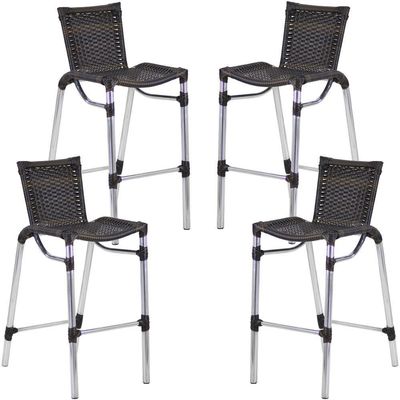 Kit 4 Banquetas Alumínio Fortaleza Alta Para Balcão Cozinha Bar Trama Original Pedra Ferro