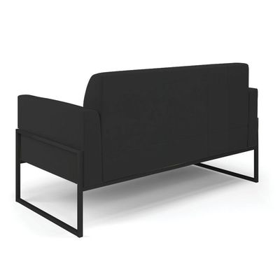 Sofá Namoradeira Com Poltrona Base Industrial Alta Preto Marisa Veludo Preto D03 - D\'rossi