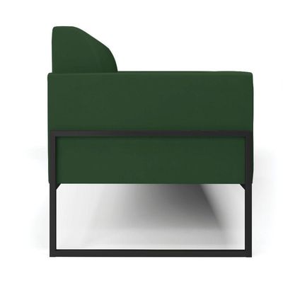 Sofá Namoradeira Base Industrial Alta Preto Marisa Veludo D03 - D\'rossi Cor Verde