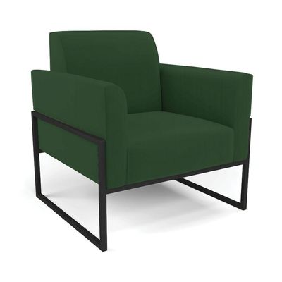 Sofá Namoradeira Com Poltrona Base Industrial Alta Preto Marisa Veludo Verde D03 - D\'rossi
