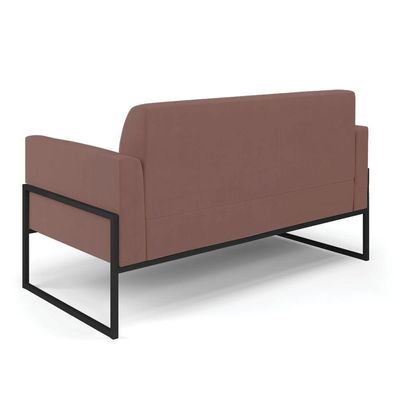 Sofá Namoradeira Com 2 Poltronas Base Industrial Alta Preto Marisa Veludo Rosê D03 - D\'rossi