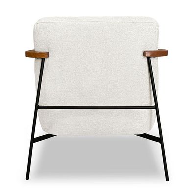 Kit 2 Poltronas Decorativa Celeste Linho Bouclê Base De Ferro Preto - Pallazio Cor Bege Pérola
