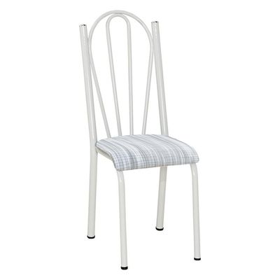 Kit 2 Cadeiras De Cozinha Alasca Estampado Linho Pés De Ferro Branco - Pallazio