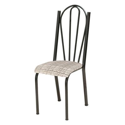 Kit 4 Cadeiras De Cozinha Alasca Estampado Rattan Pés De Ferro Cromo Preto - Pallazio