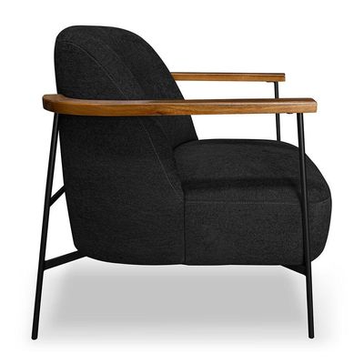 Kit 2 Poltronas Decorativa Celeste Linho Bouclê Base De Ferro Preto - Pallazio Cor Preto