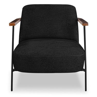 Kit 2 Poltronas Decorativa Celeste Linho Bouclê Base De Ferro Preto - Pallazio Cor Preto