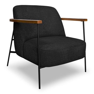 Kit 2 Poltronas Decorativa Celeste Linho Bouclê Base De Ferro Preto - Pallazio Cor Preto