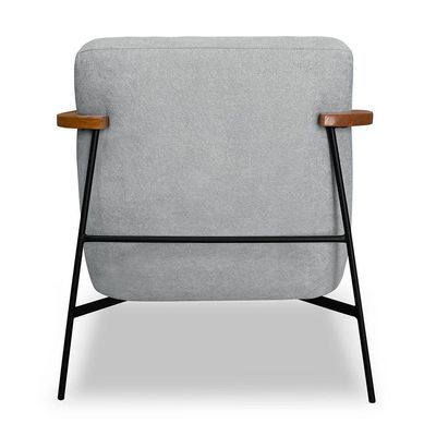 Kit 2 Poltronas Decorativa Celeste Linho Bouclê Cinza Claro Base De Ferro Preto - Pallazio