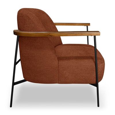 Kit 2 Poltronas Decorativa Celeste Linho Bouclê Base De Ferro Preto - Pallazio Cor Marrom