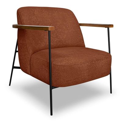 Kit 2 Poltronas Decorativa Celeste Linho Bouclê Base De Ferro Preto - Pallazio Cor Marrom