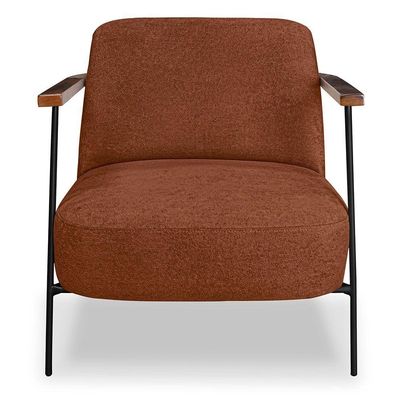 Kit 2 Poltronas Decorativa Celeste Linho Bouclê Base De Ferro Preto - Pallazio Cor Marrom