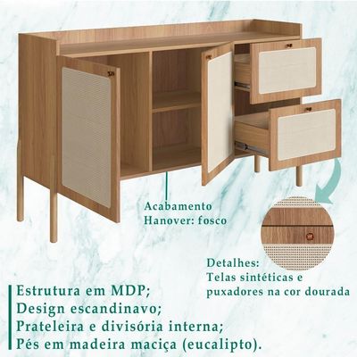 Aparador Balcao Buffet 139 Cm Pes Madeira 27969 Oslo Hanover Artesano Hanover